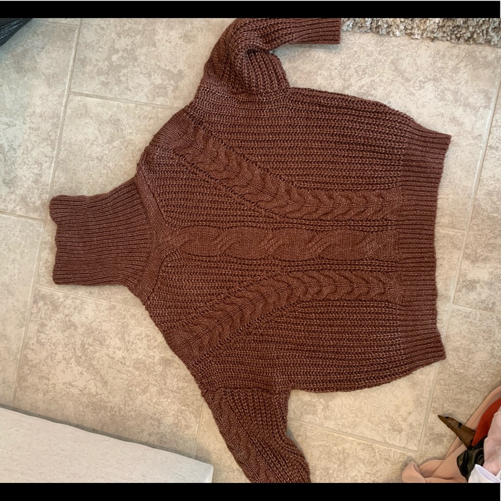 Rust oversized turtleneck sweater